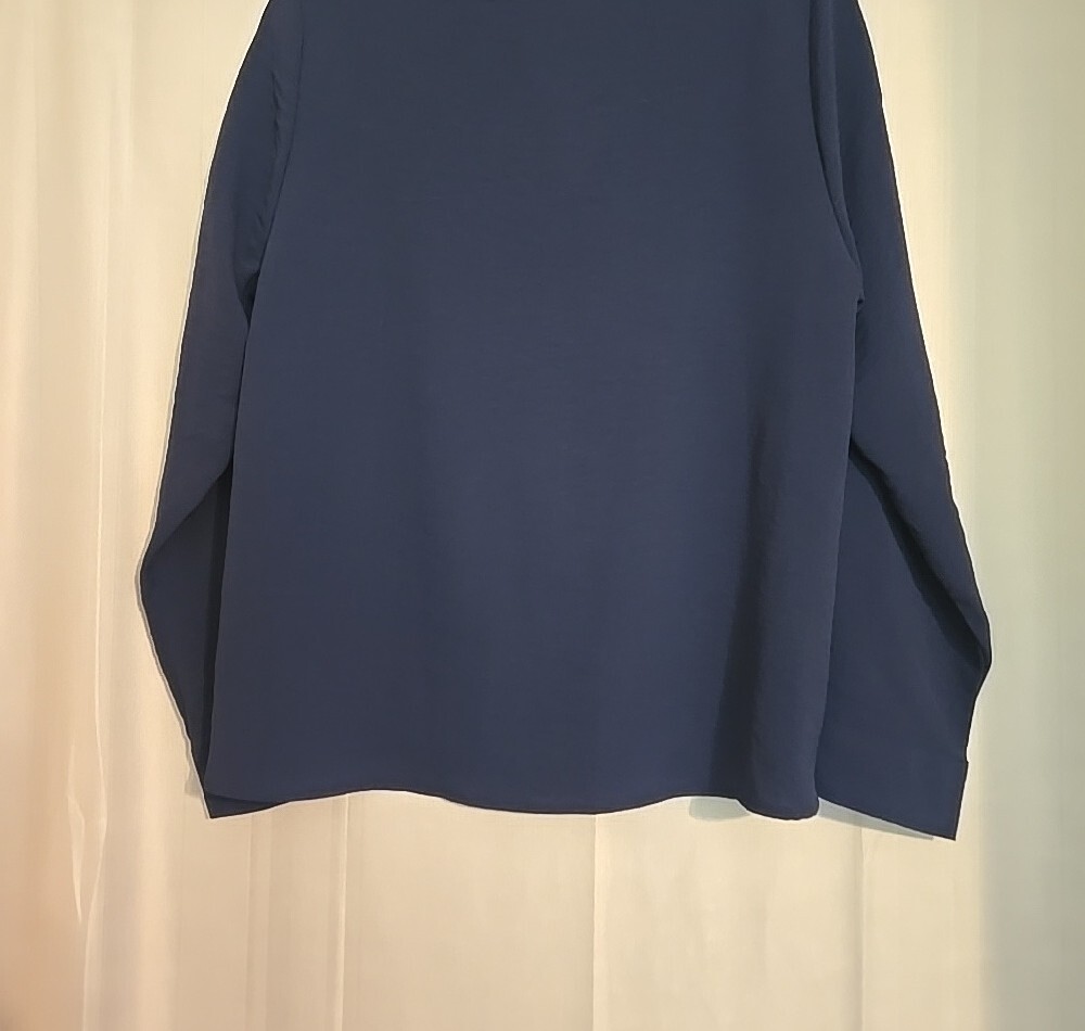 Petite Assembly Navy Twist-Front Long Sleeve Blouse Size XLP - Picture 7 of 8